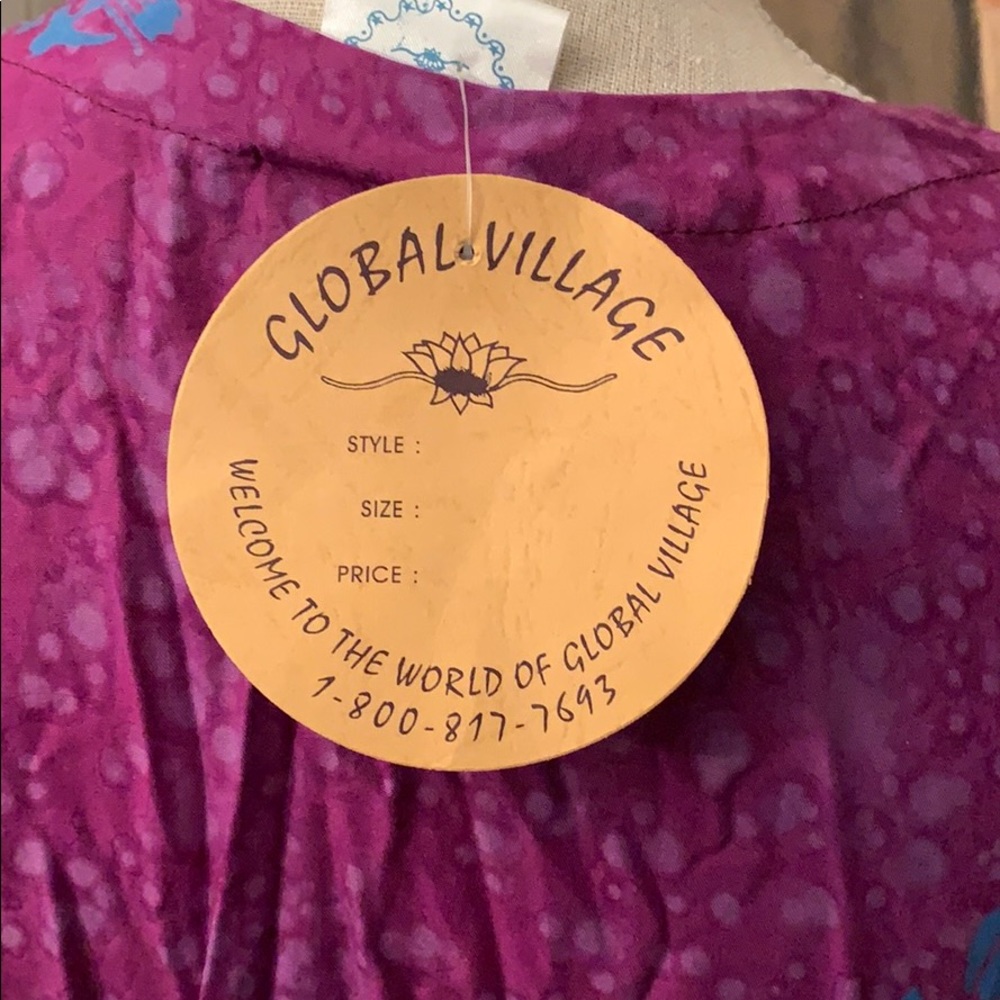 Global Village batik dress S purple blue NWT - Picture 4 of 8